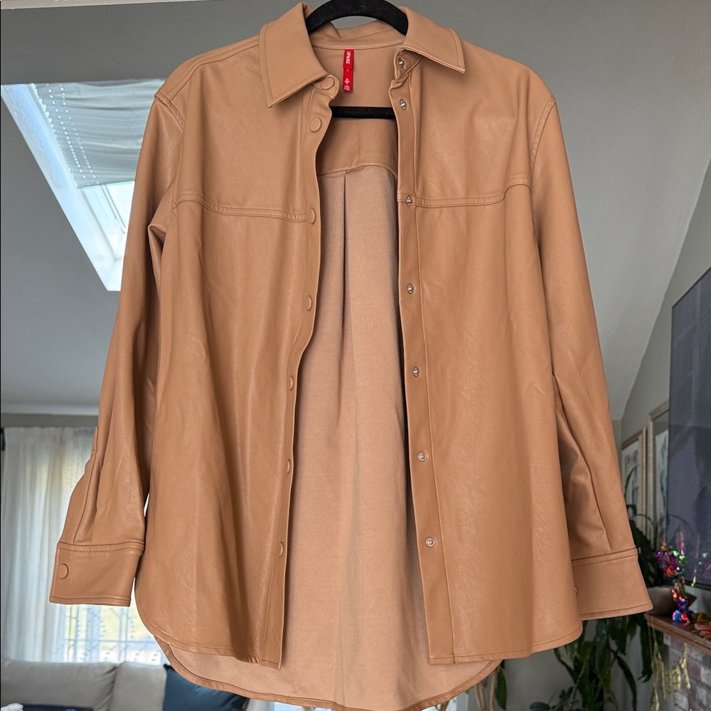 SPANX Classic Tan Vegan Leather Schacket NWT!!!